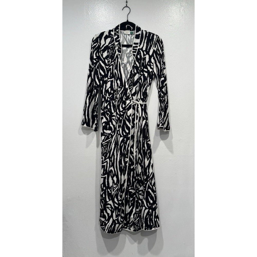 Rixo London Cindy Wrap Midi Dress Size XS Black White Zebra Print Classic Glam